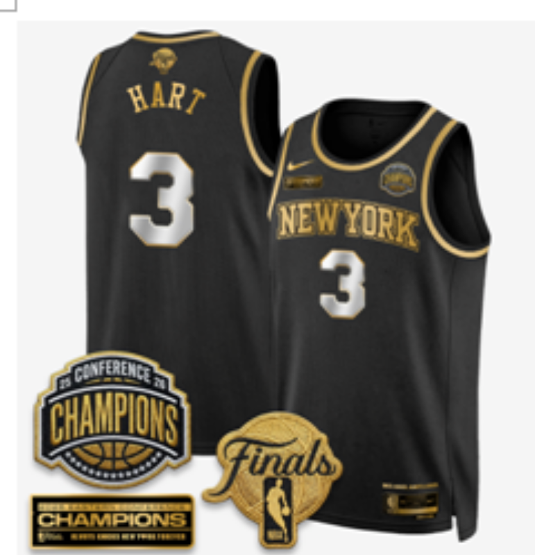 Men New York Knicks #3 Hart black 2026 Nike NBA jersey 0715002